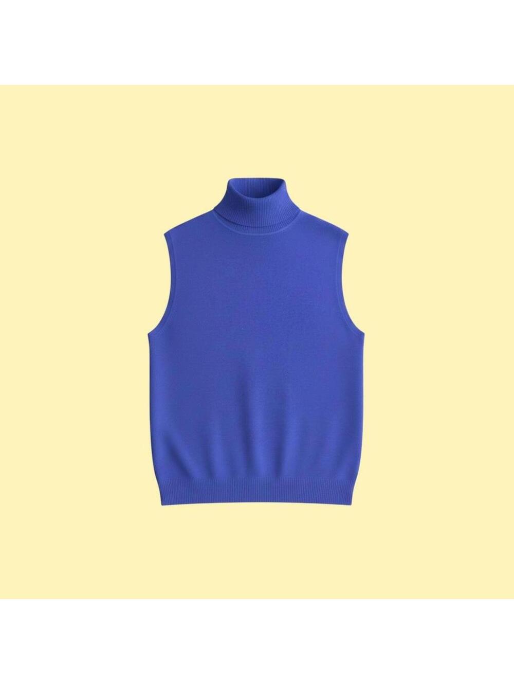 Vintage '90s Sleeveless Turtleneck Sweater Vest in Blue